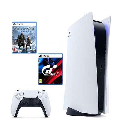 Picture of PlayStation 5 C chassis + God of War: Ragnarok VCH PS5 + Gran Turismo 7 Standard Edition PS5