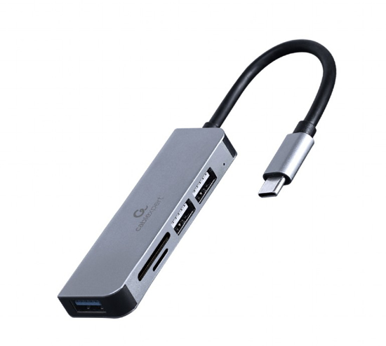 Picture of USB HUB GEMBIRD Type-C 3-port USB hub USB3.1 + USB 2.0 with card reader, UHB-CM-CRU3P1U2P2-01