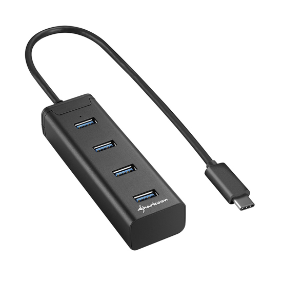 Picture of USB HUB + Type-C SHARKOON 4-Port USB 3.2 Gen 1 Aluminium Hub