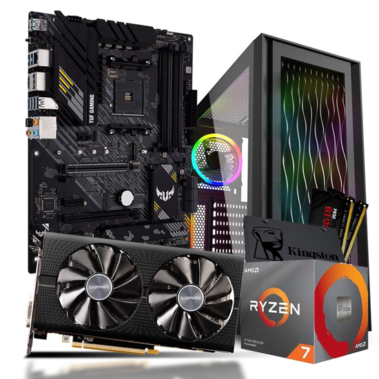 Picture of GNC GAMER FORCE Ryzen 7 3700X 3.6GHz up to 4.4GHz, ASUS MB TUF GAMING B550-PLUS, 32 GB 3200 MHz,  SAPPHIRE NITRO+ RADEON RX 580 8G, SSD 480GB, Napojna