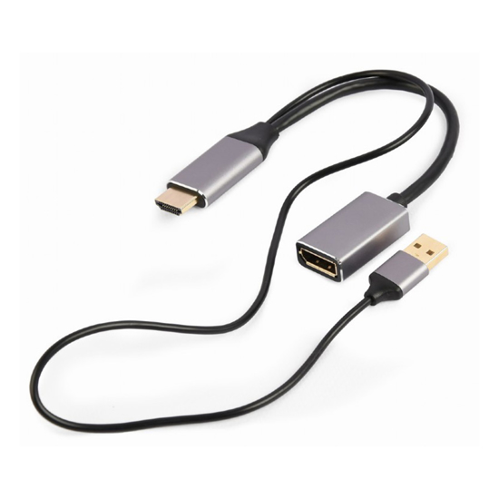 Picture of HDMI adapter GEMBIRD A-HDMIM-DPF-02 Active 4K HDMI male to DisplayPort female adapter, black