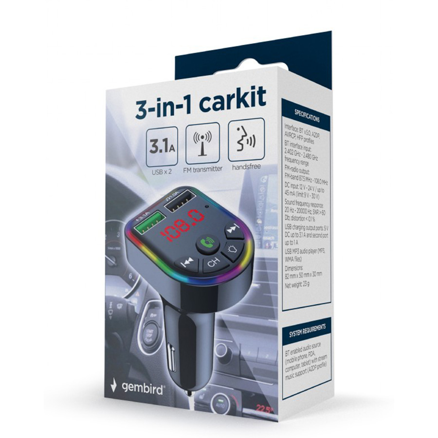 Bluetooth FM transmiter sa USB punjacem GEMBIRD BTT-05