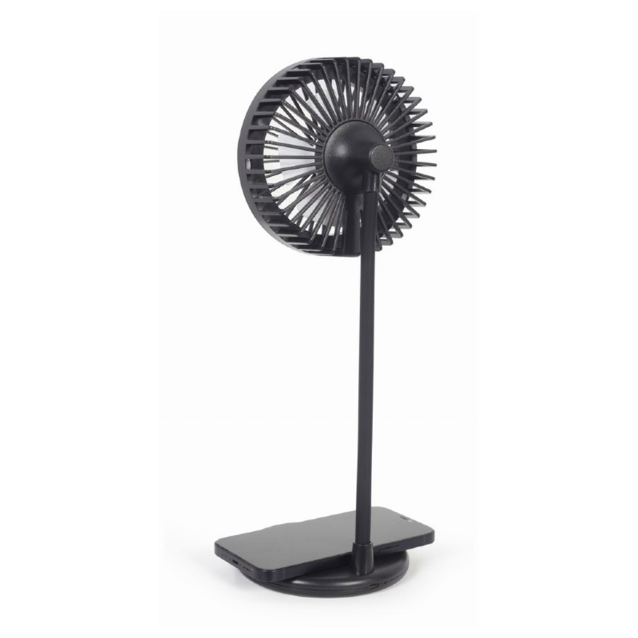 Desktop ventilator sa LED svjetlom + wireless charger GEMBIRD TA-WPC10-LEDFAN-01
