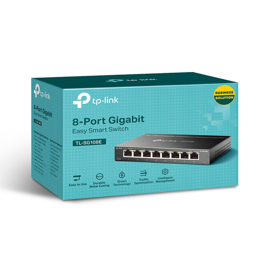 SWITCH TP-Link TL-SG108E 8-portni Gigabit Easy Smart Switch, 8 x 10/100/1000Mbps RJ45 portova, MTU/Port/Tag-based VLAN, QoS, IGMP Snooping, Port Mirro