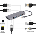 Picture of Docking station USB adapter Type-C 5-in-1 multi-port adapter Hub + HDMI + PD + card reader + LAN, A-CM-COMBO5-05
