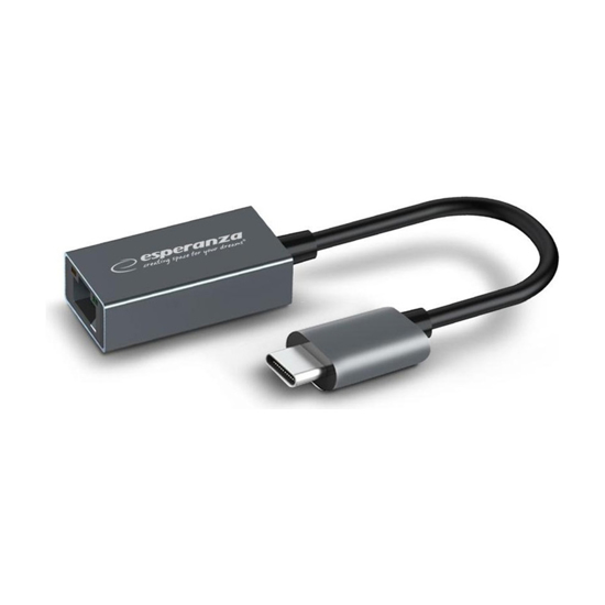Picture of USB to LAN Ethernet gigabit adapter converter USB Type-C plug/RJ45, ESPERANZA, 10/100/1000 ENA102