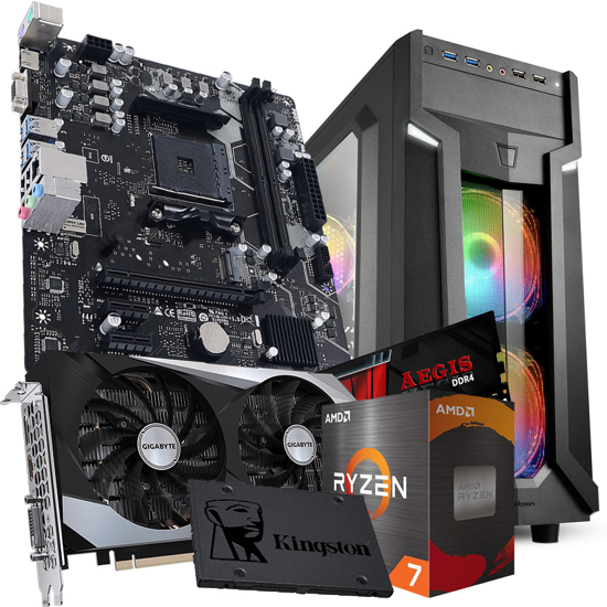 Picture of GNC GAMER ASGARD Ryzen 7 5700G 3.8GHz up to 4.8 GHz, MB  A520MH 3.0, RAM 32 GB 3200 MHz, VGA RTX 3050 WindForce, 8GB GDDR6, SSD 960 GB, VG6-W RGB 