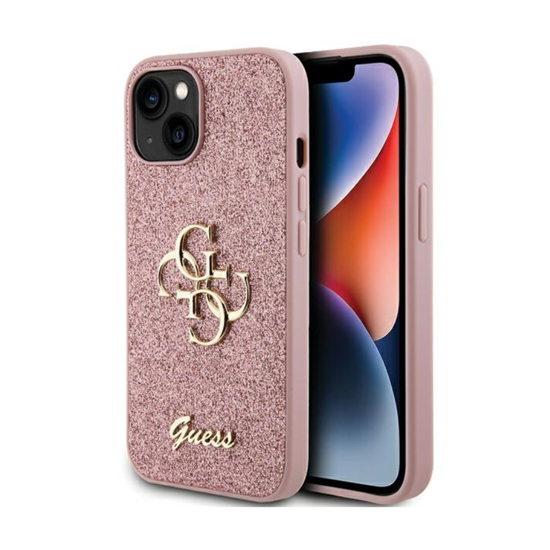 Picture of ORIGINALNA TORBICA GUESS HARDCASE GLITTER SCRIPT BIG 4G GUHCP15SHG4SGP ZA IPHONE 15 ROZE