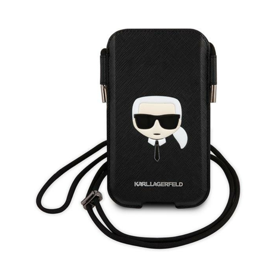 Picture of ORIGINAL KARL LAGERFELD TORBICA SAFFIANO IKONIK KARL`S HEAD KLHCP12MOPHKHK 6,1 INČA CRNA