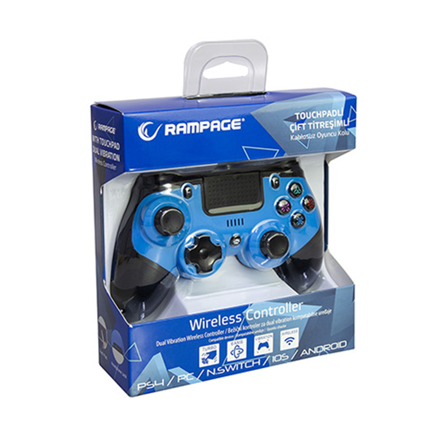 Game Pad gaming RAMPAGE Snopy SG-RPS4 PLUS Bluetooth, PS4/PC/Android/IOS/Nintendo Switch, Blue, Dual Vibration Joypad, 34603
