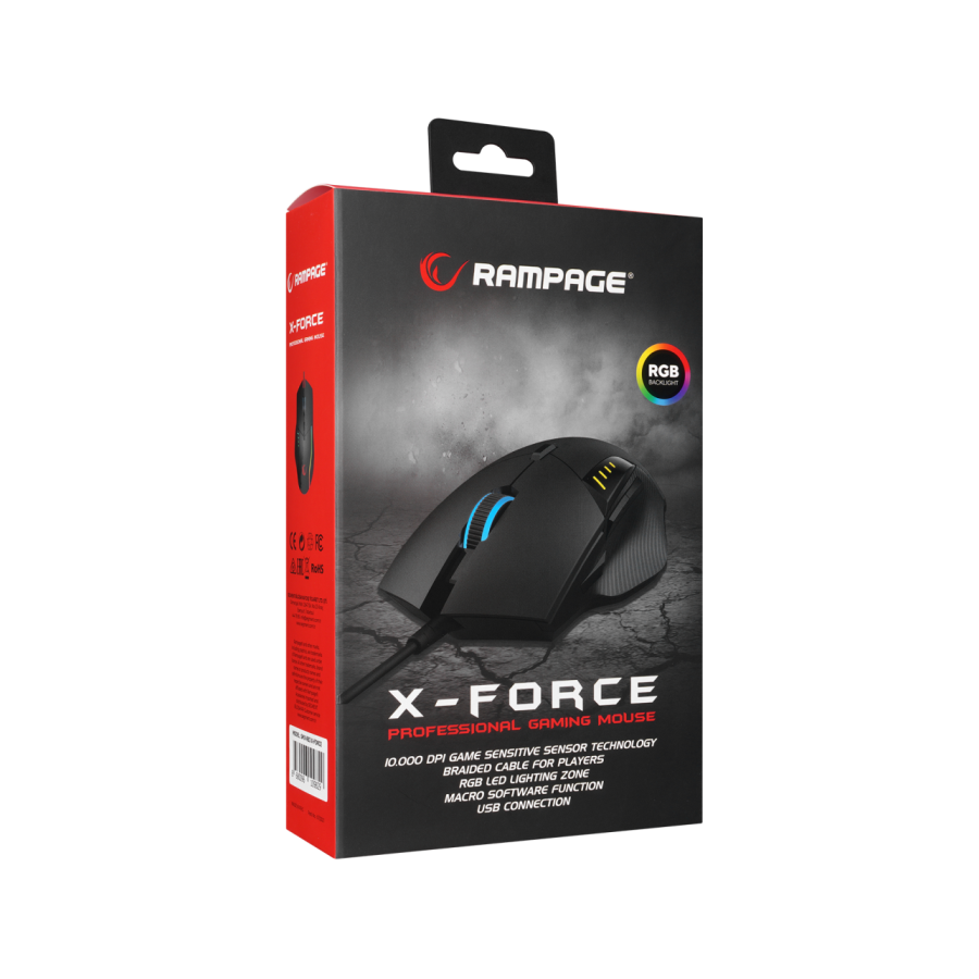 Miš gaming RAMPAGE SMX-R83 X-FORCE black, USB, 10000dpi, RGB