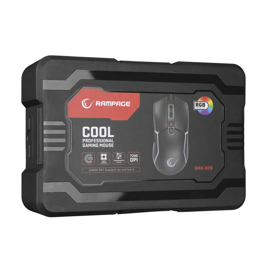 Miš gaming RAMPAGE SMX-R28 COOL black, USB, RGB, makro, 7200dpi/1000hz
