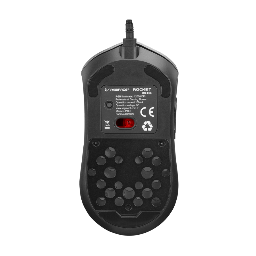 Miš gaming RAMPAGE SMX-R66 ROCKET Ultra Light silver, RGB LED, 12000dpi