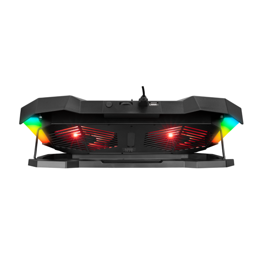 Postolje za notebook gaming RAMPAGE 15"-17"Addison AD-RC11 SPIDER black, ventilator 2x, USB 2x, RGB