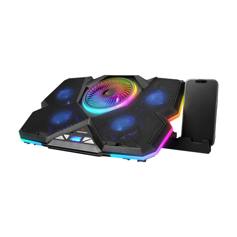 Postolje za notebook sa držačem za telefon gaming RAMPAGE Breeze S50, ventilator 5x, RGB