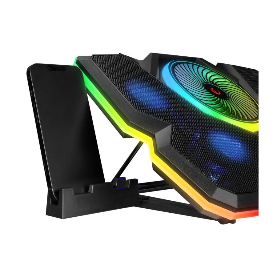 Postolje za notebook sa držačem za telefon gaming RAMPAGE Breeze S50, ventilator 5x, RGB