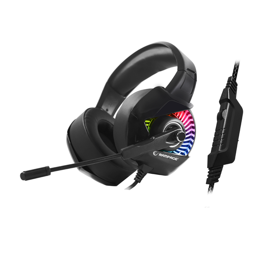 Slušalice sa mikrofonom gaming RAMPAGE RM-K66 TYPHOON black, PC/PS4, USB, 7.1, RGB LED