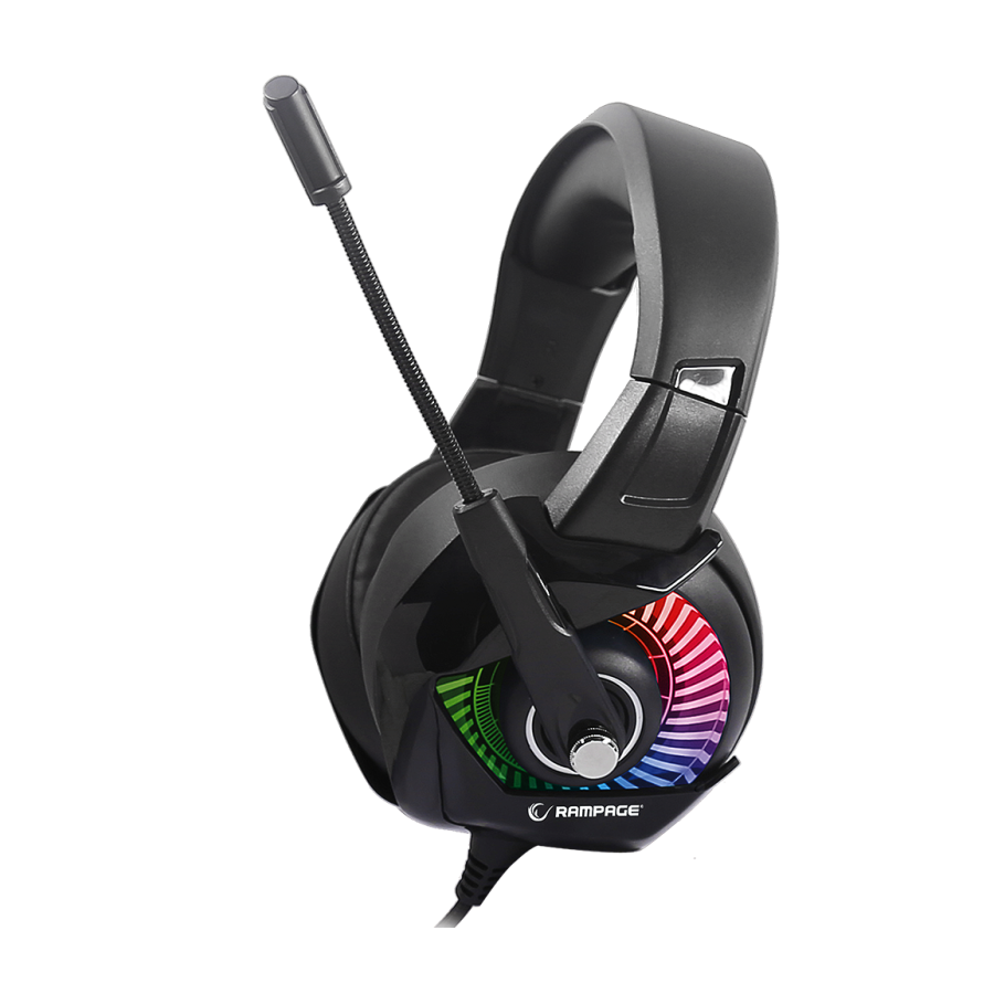 Slušalice sa mikrofonom gaming RAMPAGE RM-K66 TYPHOON black, PC/PS4, USB, 7.1, RGB LED