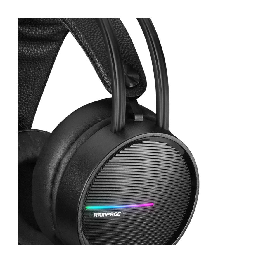 Slušalice sa mikrofonom gaming RAMPAGE RM-K3 CASHE PLUS, dugi mikrofon, USB 7.1, Rainbow LED, black, fleksibilne podesiva traka za glavu