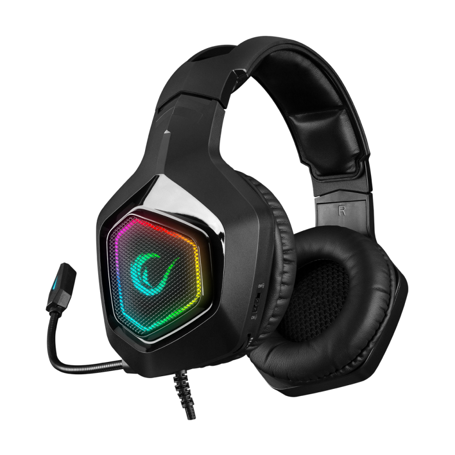 Slušalice sa mikrofonom gaming RAMPAGE RM-K8 HAWKER black, PC/PS4, USB, 7.1, RGB LED
