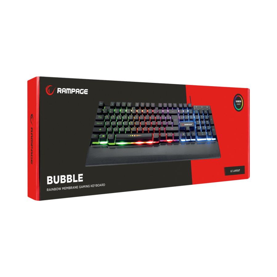Tastatura gaming RAMPAGE KB-R66 BUBBLE, USB, Rainbow Illuminated, BiH LC Layout, multimedija, 31400