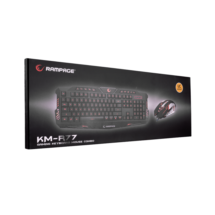 Tastatura + miš gaming RAMPAGE KM-R77 black, USB, LED, BiH Layout, multimedia