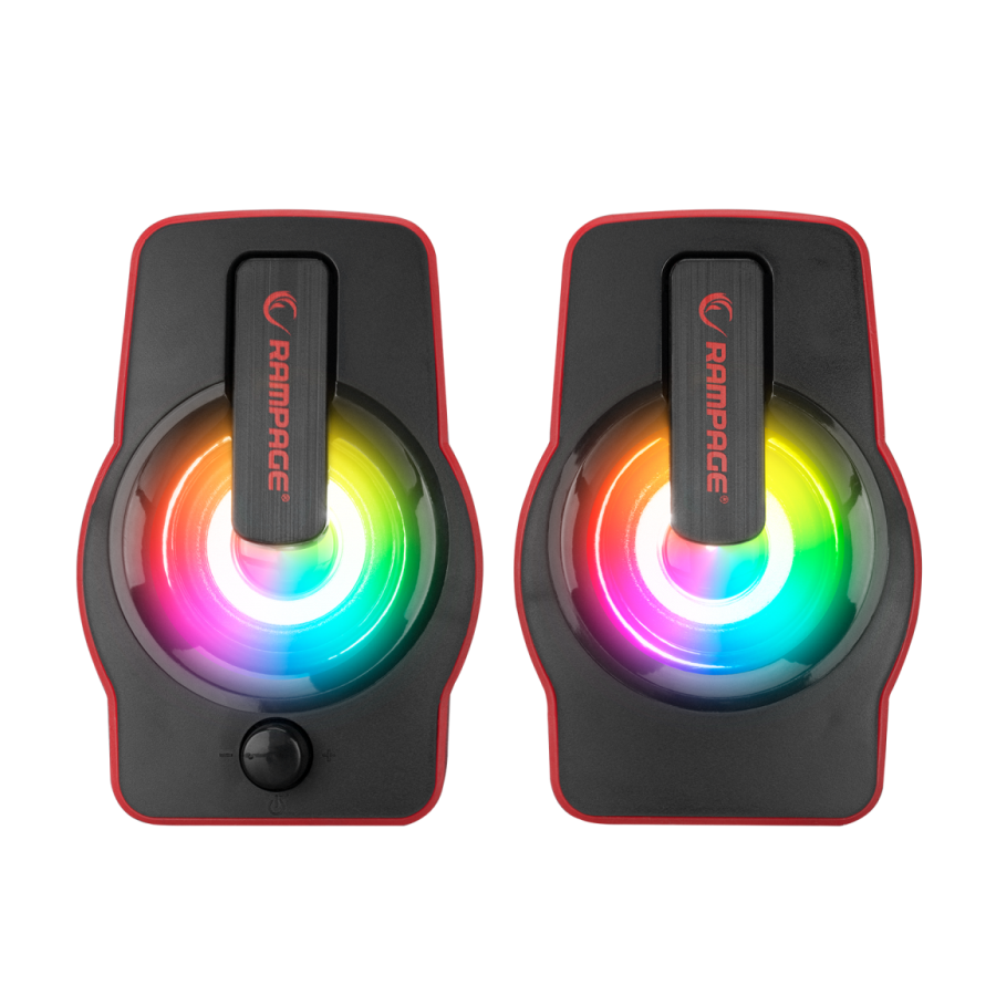 Zvučnici 2.0 gaming RAMPAGE RMS-G7 FALSETTO, 6W, RGB LED red, 3,5mm + USB napajanje, 30257