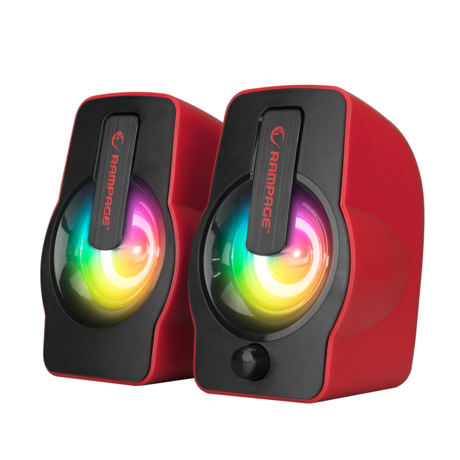 Zvučnici 2.0 gaming RAMPAGE RMS-G7 FALSETTO, 6W, RGB LED red, 3,5mm + USB napajanje, 30257