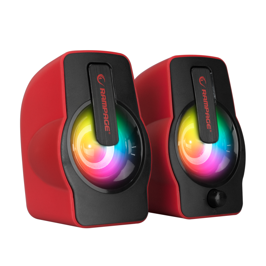Zvučnici 2.0 gaming RAMPAGE RMS-G7 FALSETTO, 6W, RGB LED red, 3,5mm + USB napajanje, 30257