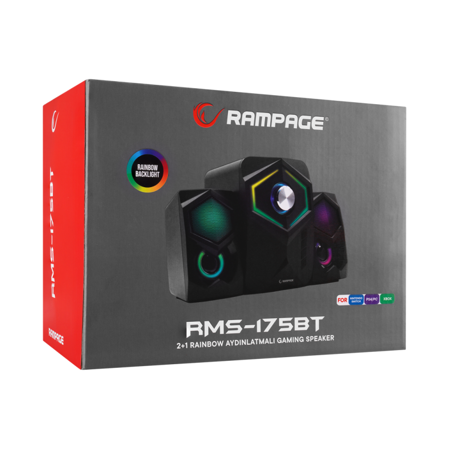 Zvučnici 2.1 gaming RAMPAGE RMS-175BT, 5W*2, Bluetooth, USB/microSD/FM