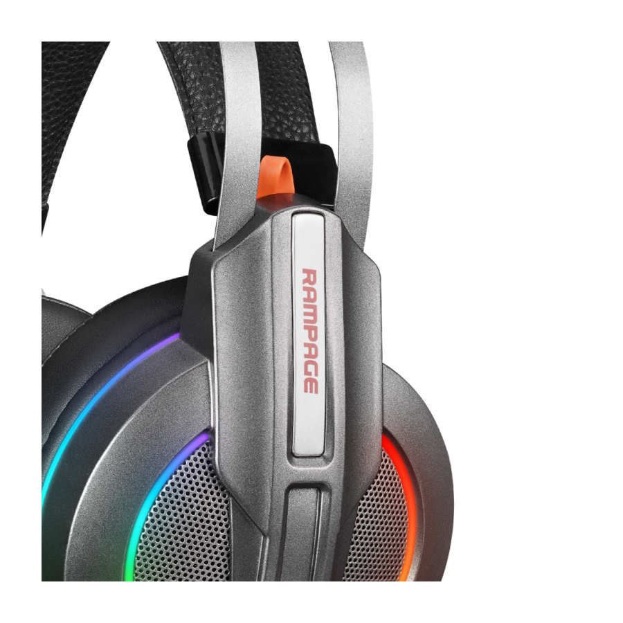 Slušalice sa mikrofonom gaming RAMPAGE RM-K6 STARK PLUS, metalic gray, USB, 7.1 surround, Double RGB, PC/PS4