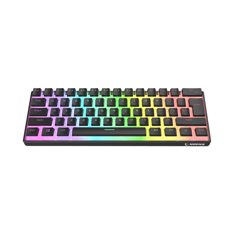 Tastatura gaming RAMPAGE RADIANT K11 black, Type-C, RGB, blue switch, US layout, pudding keycaps