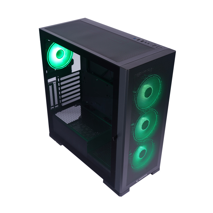 Kućište gaming RAMPAGE MAGNIFIC Mesh Magnetic Tempered Glass Black 4*12cm RGB Fan ATX Mid-T 39850