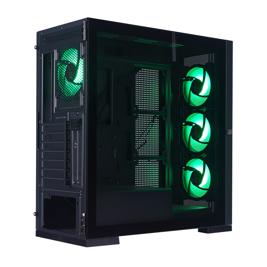 Kućište gaming RAMPAGE MAGNIFIC Mesh Magnetic Tempered Glass Black 4*12cm RGB Fan ATX Mid-T 39850