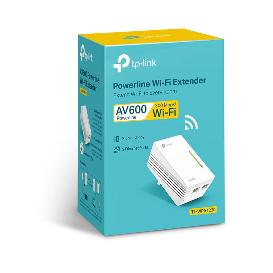TP-Link TL-WPA4220 KIT AV600 Powerline Wi-FI KIT,300Mbps na 2.4GHz,802.11b/g/n, 600Mbps Powerline,HomePlug AV,2 brza porta, TL-WPA4220KIT