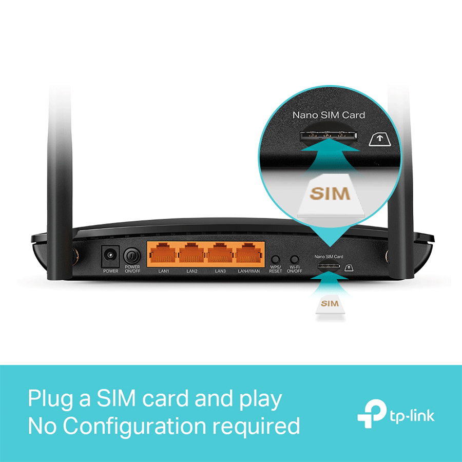 ROUTER TP-Link Archer MR500 AC1200 4G LTE napredni Cat6 gigabitni ruter, ugrađeni 300Mbps 4G+ LTE, 867 Mbps na 5 GHz + 300 Mbps na 2,4, ARCHER-MR500