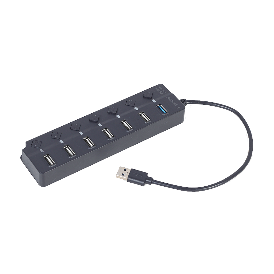 USB HUB 7-portni (1 x USB 3.1 + 6 x USB 2.0) sa prekidačima, crni UHB-U3P1U2P6P-01