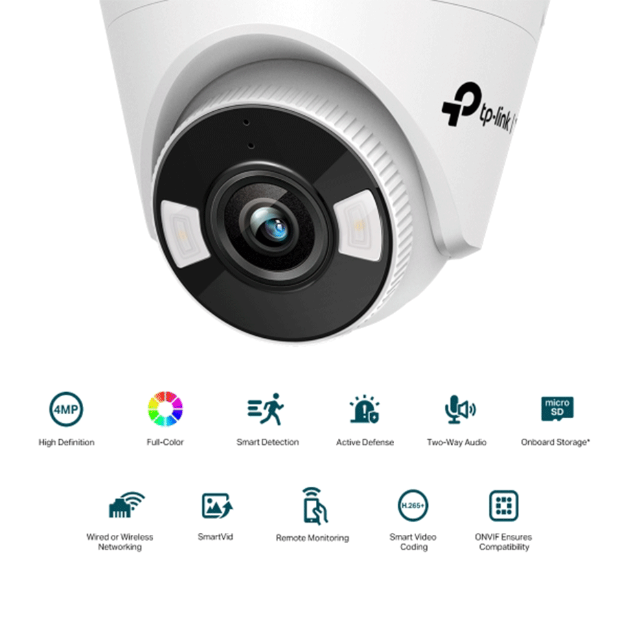 TP-Link VIGI C440(4MM) 4MP mrežna kamera u punoj boji SPEC:H.265+/H.265/H.264+/H.264, 1/3"" CMOS progresivno skeniranje, boja/0,04 Lux@F1,6, 0 Lux sa