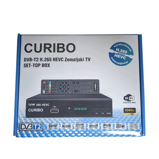 Picture of CURIBO TV RECEIVER DVB-T2/C H.265, aerial + cable