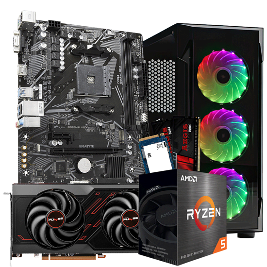 Picture of GNC GAMER ROBIN Ryzen 5 5600 3.5GHz up to 4.4 GHz, WIN 11 PRO, MB A520M, RAM DDR4 32 GB 3000 Mhz GS, NVMe 1TB, RX 7600 GAMING OC 8GB GDDR6