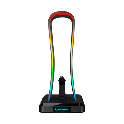 Postolje za slušalice gaming RAMPAGE RM-H77 X-BASE Black RGB Illuminated 4*USB Port Headphone Stand with Mouse Bungee Cord Holder