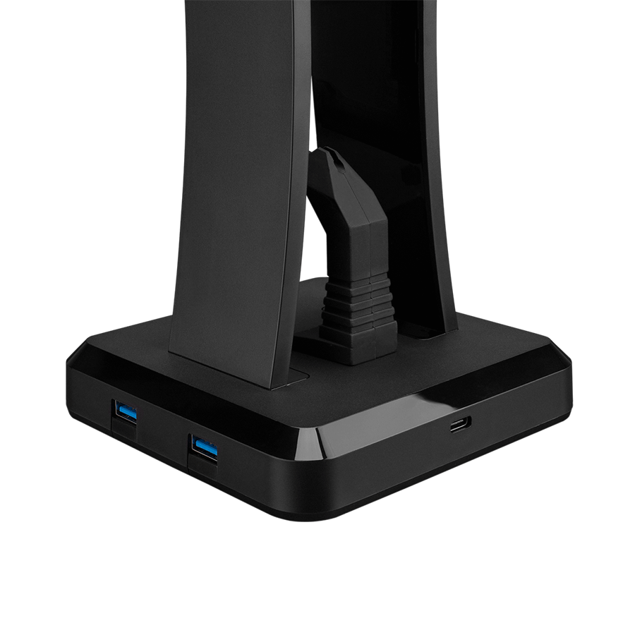 Postolje za slušalice gaming RAMPAGE RM-H77 X-BASE Black RGB Illuminated 4*USB Port Headphone Stand with Mouse Bungee Cord Holder