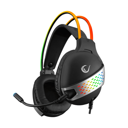 Slušalice sa mikrofonom gaming RAMPAGE RM-K37 BLACK EAGLE BLACK USB 7.1 RGB, RGB Headband, In Line Wire Control, Detachable Mic