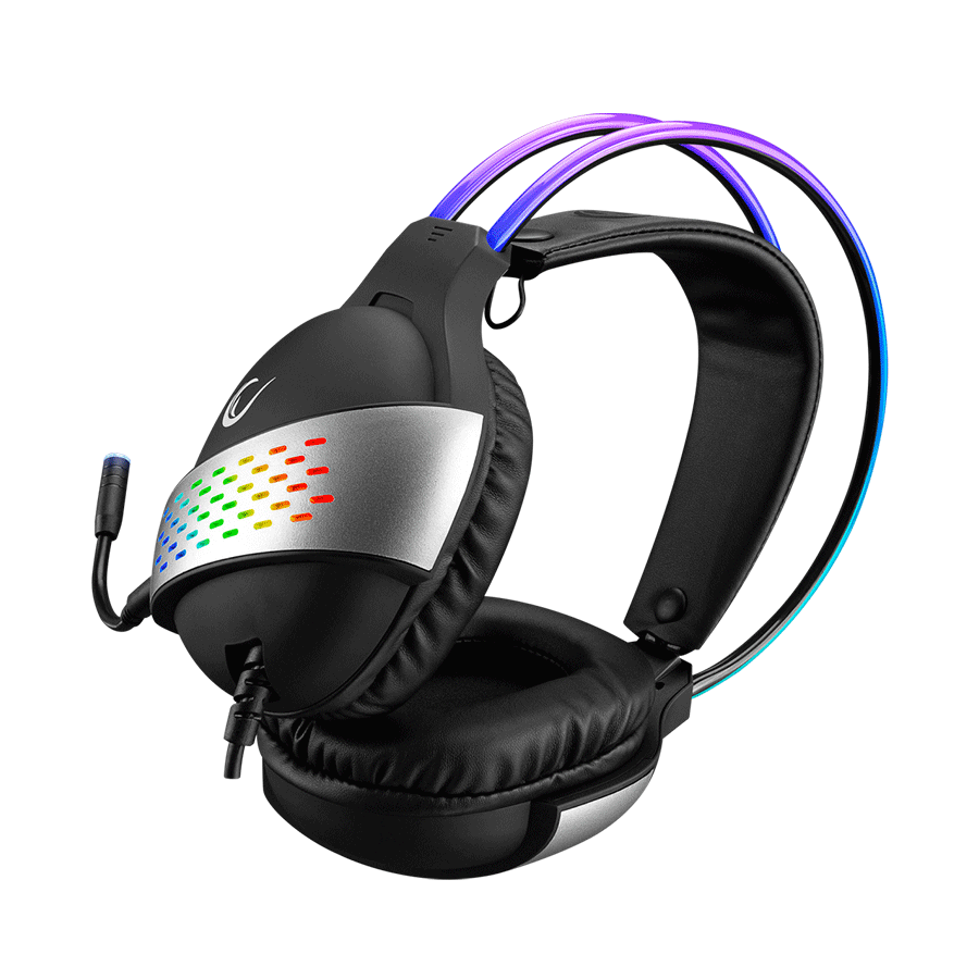 Slušalice sa mikrofonom gaming RAMPAGE RM-K37 BLACK EAGLE BLACK USB 7.1 RGB, RGB Headband, In Line Wire Control, Detachable Mic
