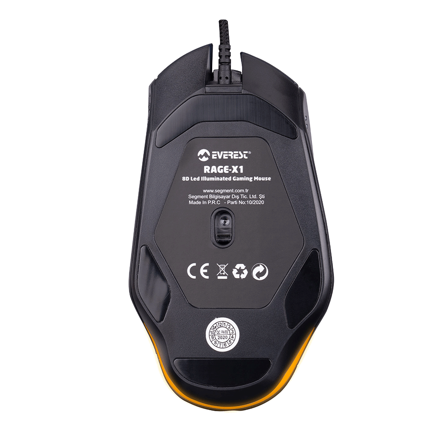 Miš gaming Everest RAGE-X1 Usb Black Led Illuminated 6400dpi 8 Buttons Programable Gaming Mouse with holes design, Sunplus 192