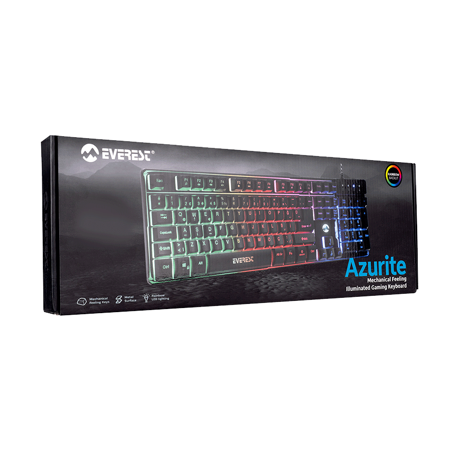 Tastatura gaming Everest KB-GX9 Black USB Rainbow Color Backlight, BiH layout, 35078