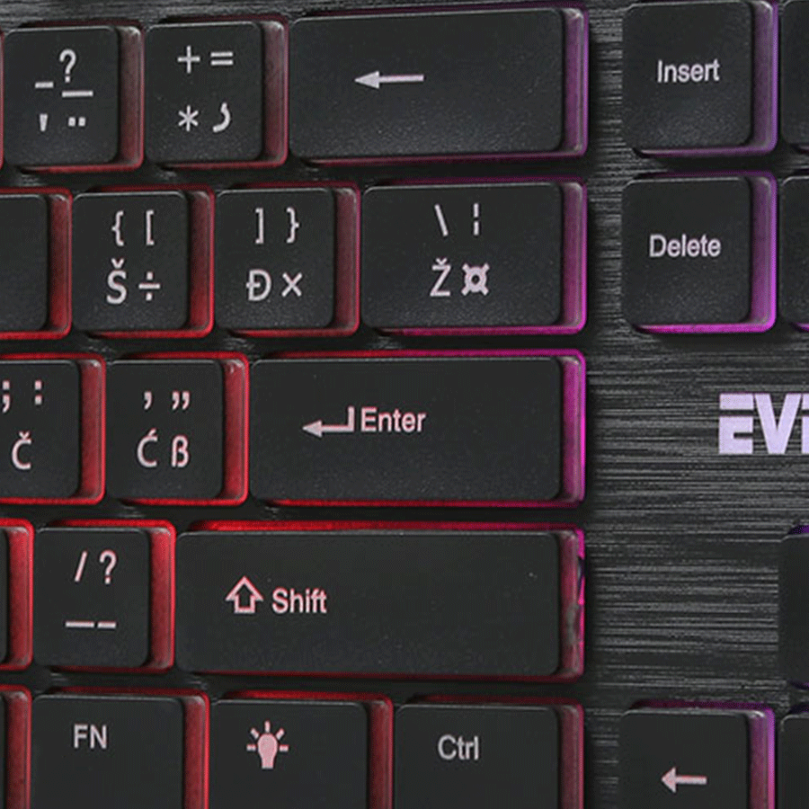 Tastatura Everest KB-840 Black Color Backlit USB, BiH layout