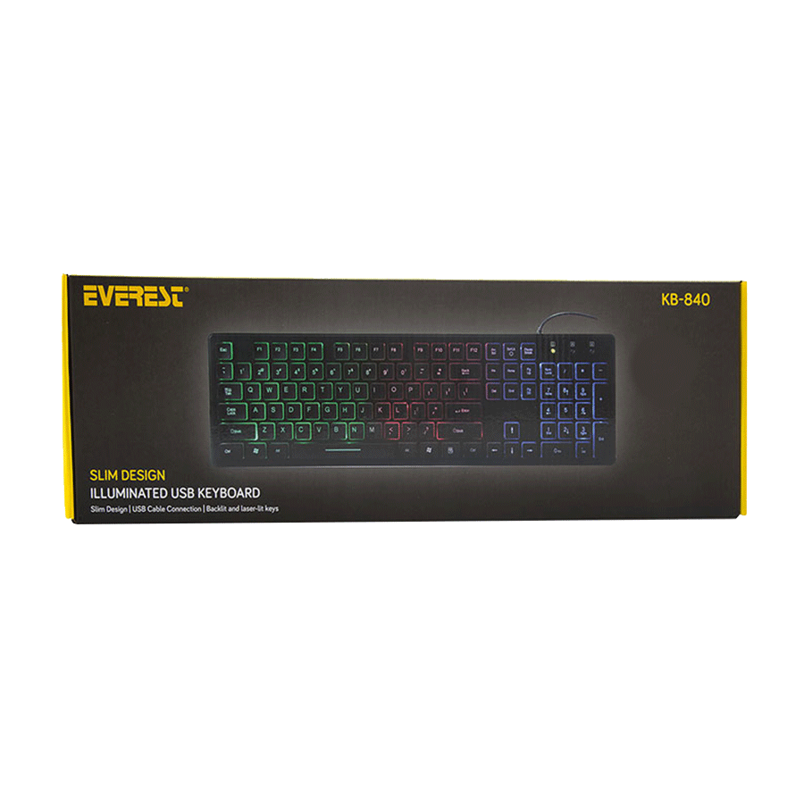 Tastatura Everest KB-840 Black Color Backlit USB, BiH layout