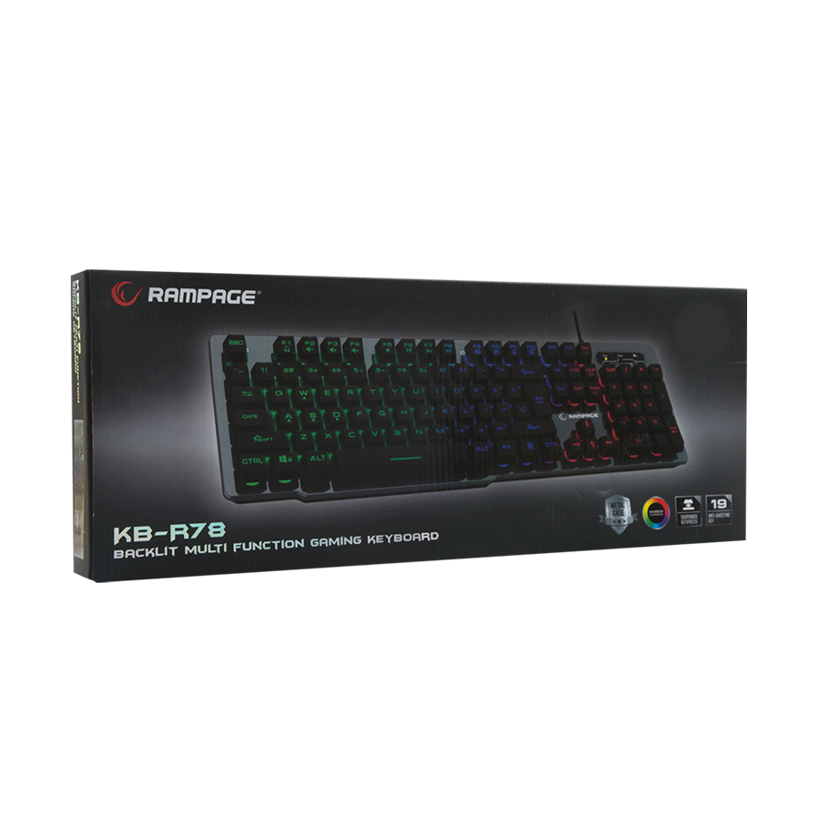 Tastatura gaming RAMPAGE KB-R78 Gray / Black USB Rainbow Backlight BiH Layout Gaming Keyboard, 30859