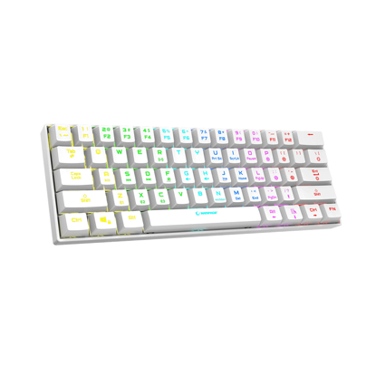Tastatura gaming RAMPAGE KB-RX63 B-ATOM White Bluetooth RGB Backlight RED SWITCH US Layout 63 Mini, 39912